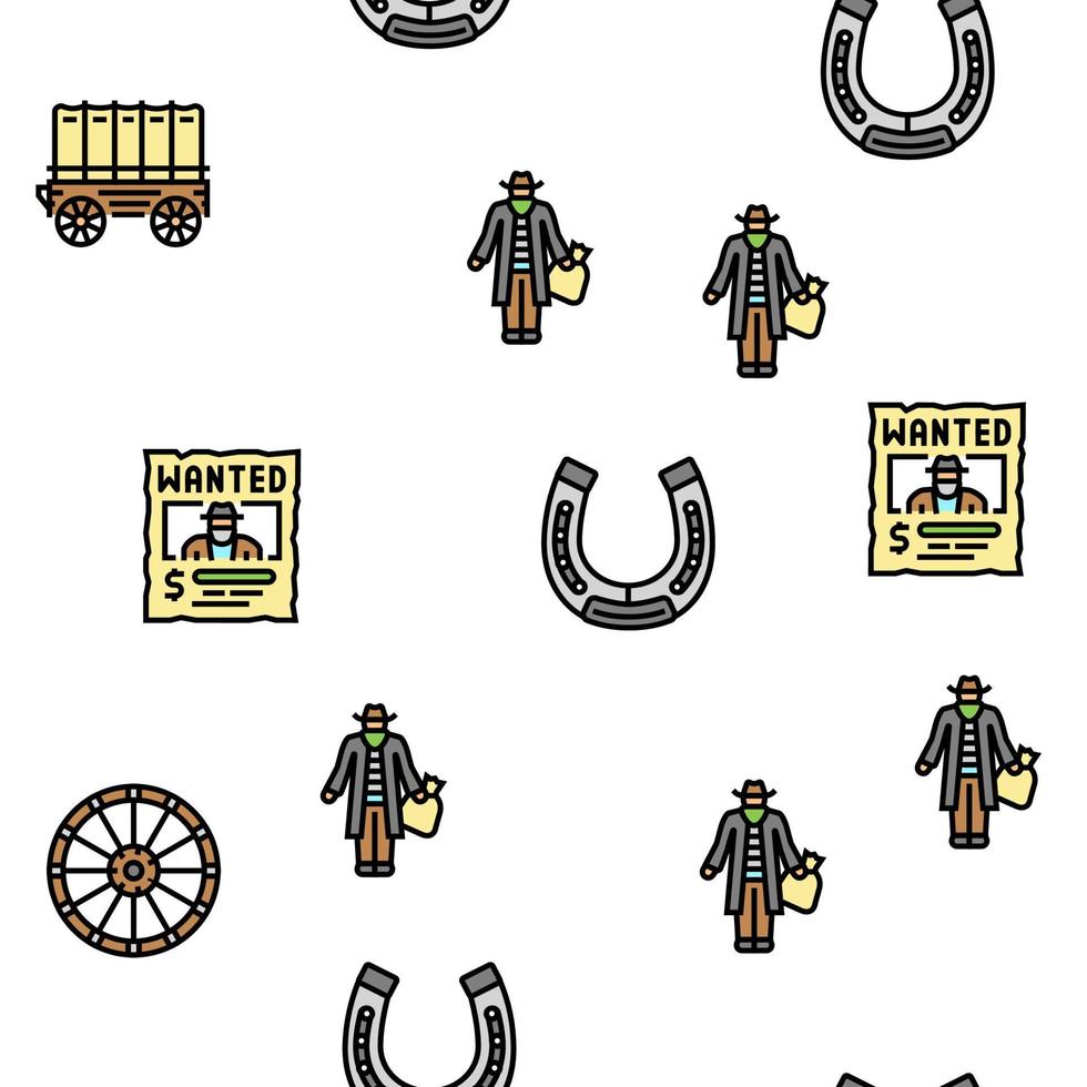 Western Cowboy And Sheriff Man vector seamless pattern