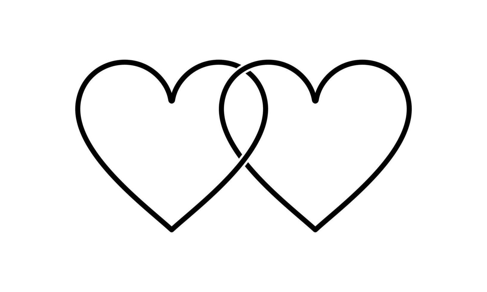 Pair of the Heart Shape Icon Symbol. Romance Couple in Love Icon Symbol for Logo, Art Illustration, Apps, Website or Graphic Design Element. Vector Illustration