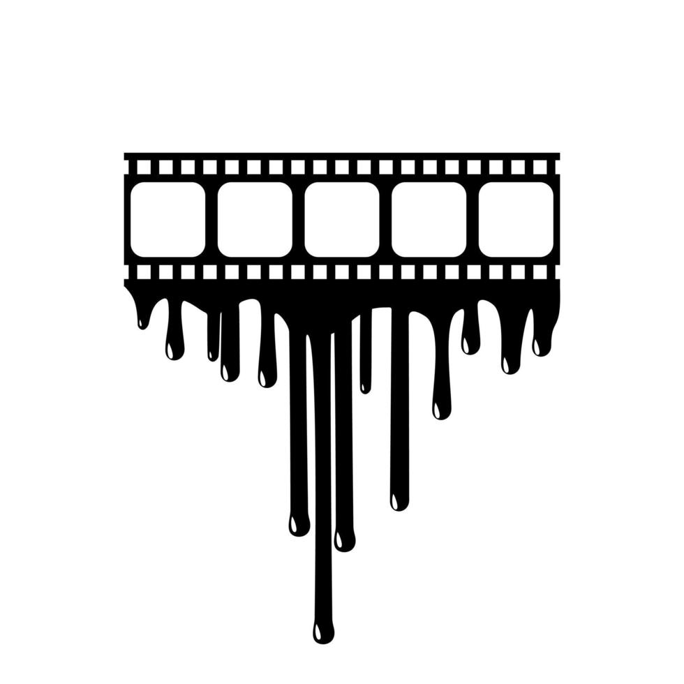 Silhouette of the Bloody Stripe Film Sign for Movie Icon Symbol with Genre Horror, Thriller, Gore, Sadistic, Splatter, Slasher, Mystery, Scary. Vector Illustration