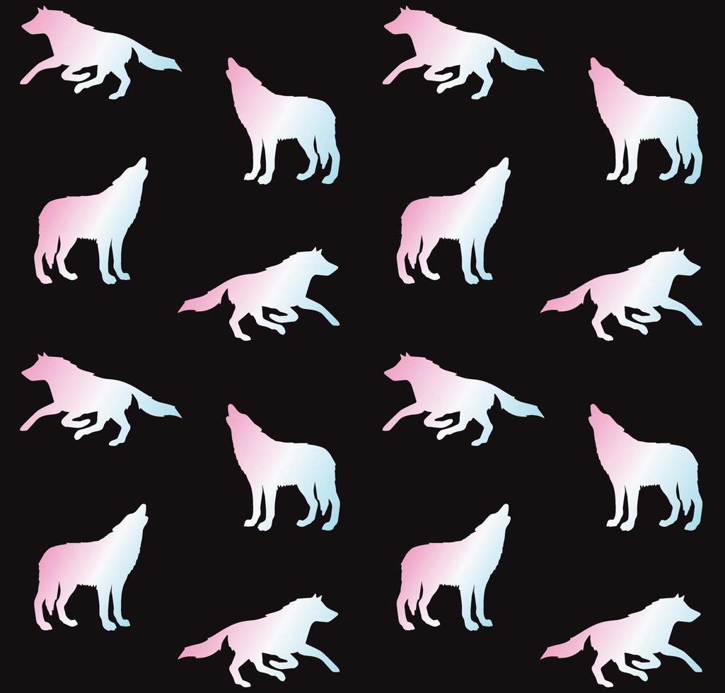 Vector seamless pattern of wolf silhouette