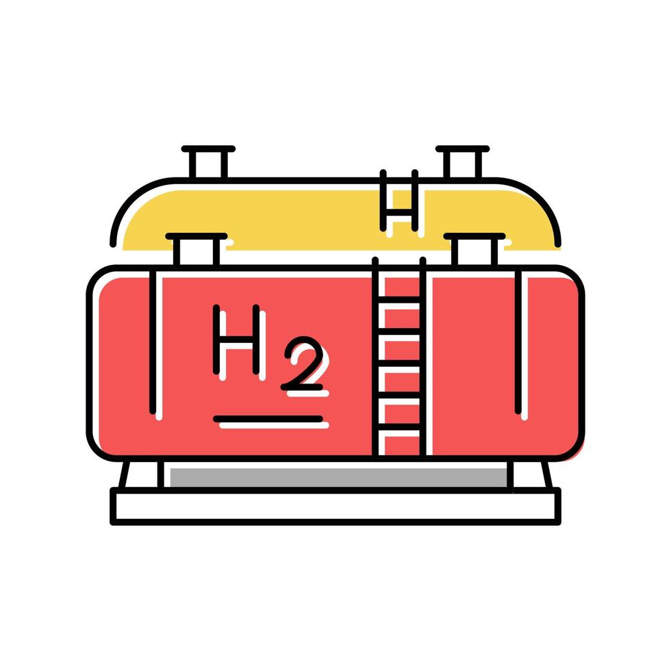 Ilustración de vector de icono de color de hidrógeno de almacenamiento de tanque