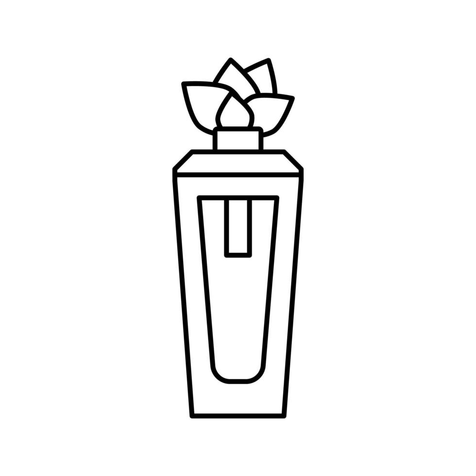 Fragancia floral botella perfume línea icono vector ilustración