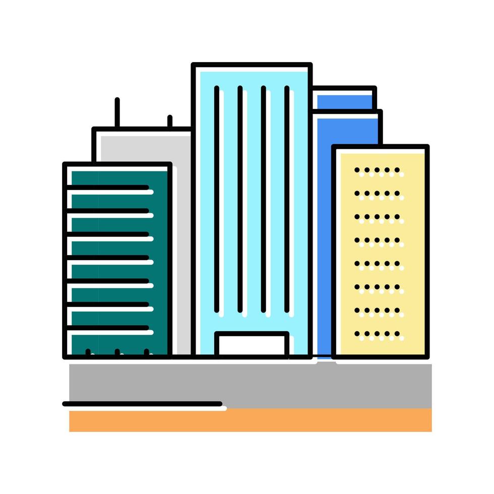 land of high rise buildings color icon vector illustration