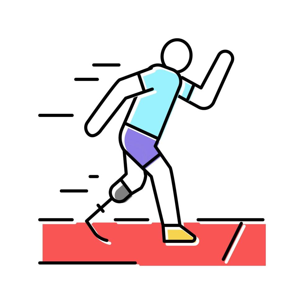 running runner handicapped athlete color icon vector illustratio