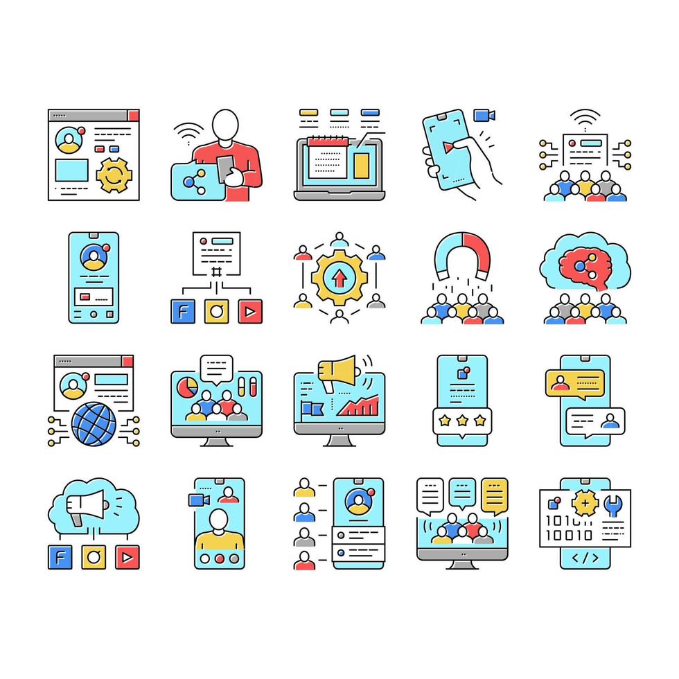 Social Networking Online App Icons Set Vector