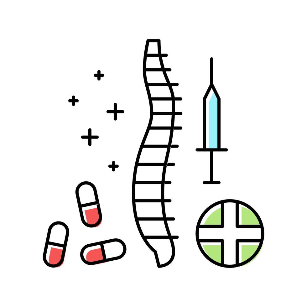 tratamiento escoliosis color icono vector ilustración