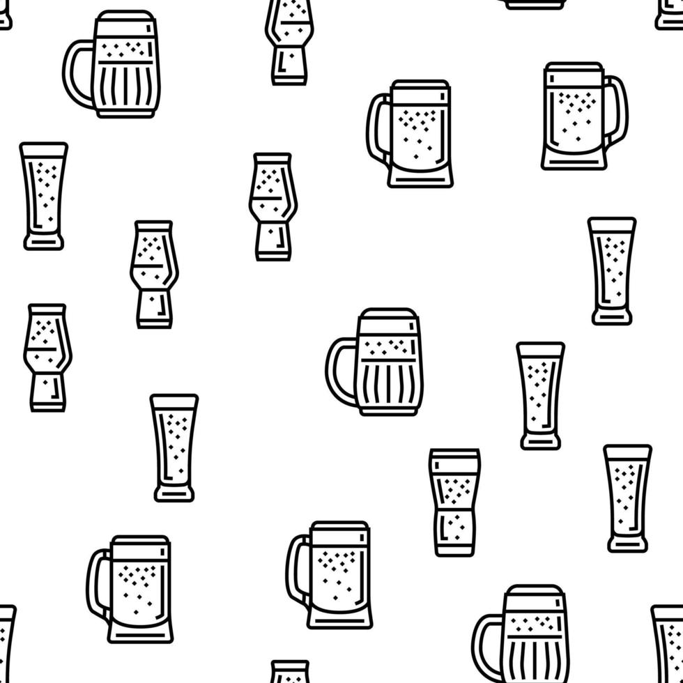 glass beer mug pint bar drink vector seamless pattern