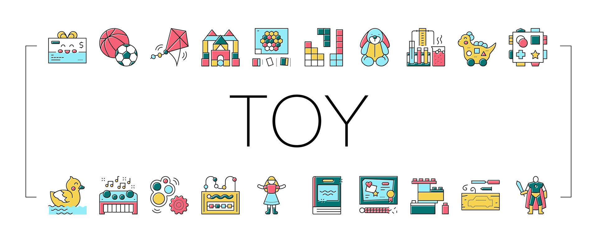 juguete tienda venta producto colección iconos establecer vector