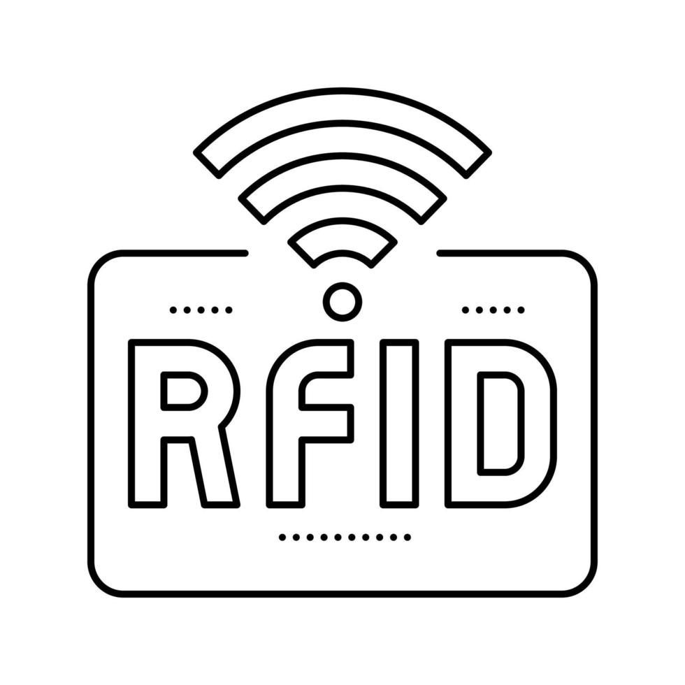 Ilustración de vector de icono de línea de señal inalámbrica rfid