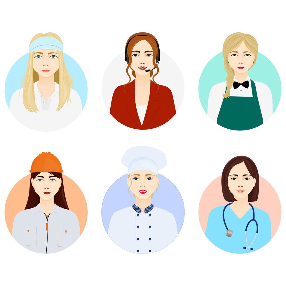 conjunto de mujeres de la profesión pegatinas vector