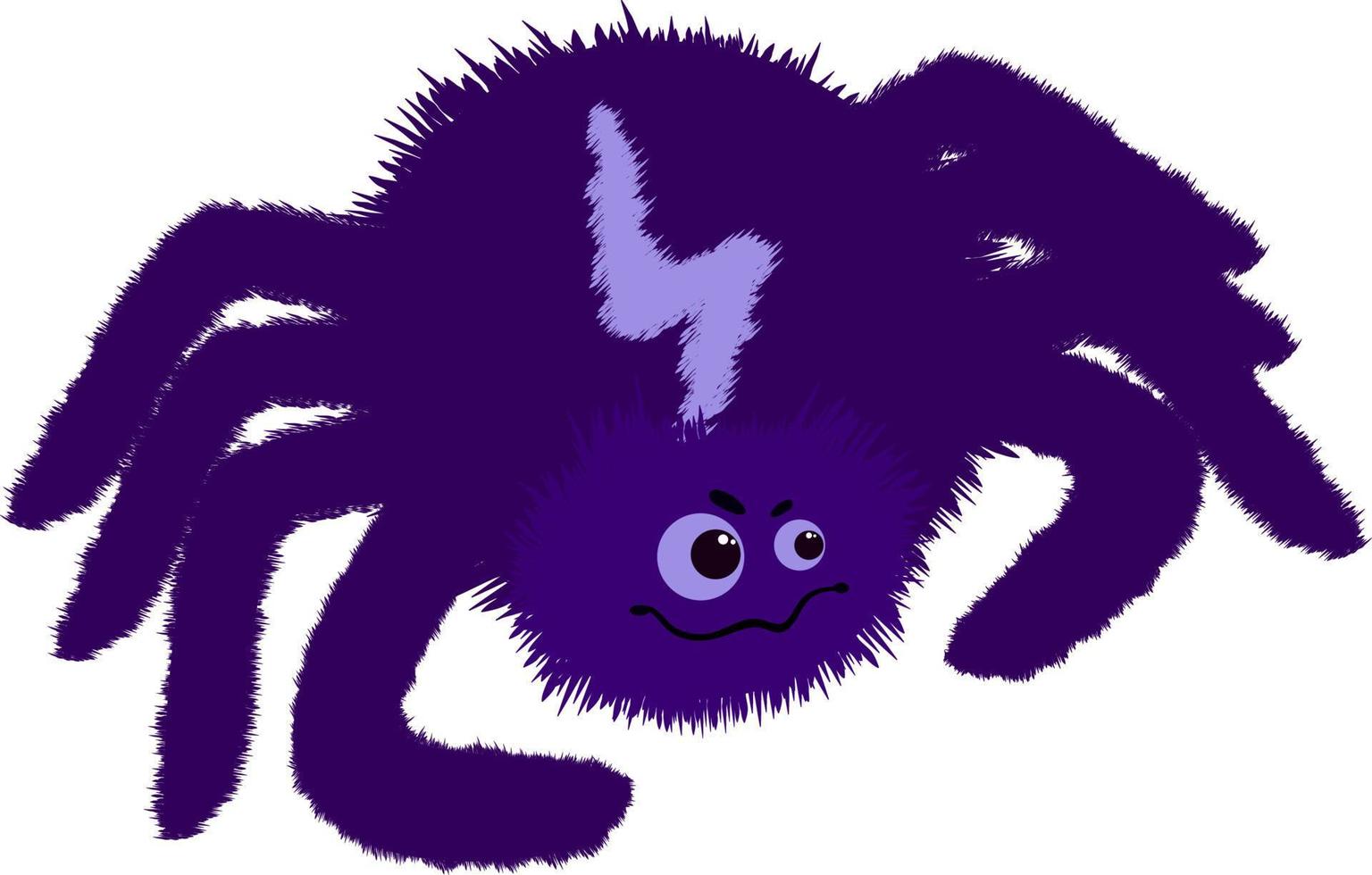 Purple cartoon spider on transparent background vector