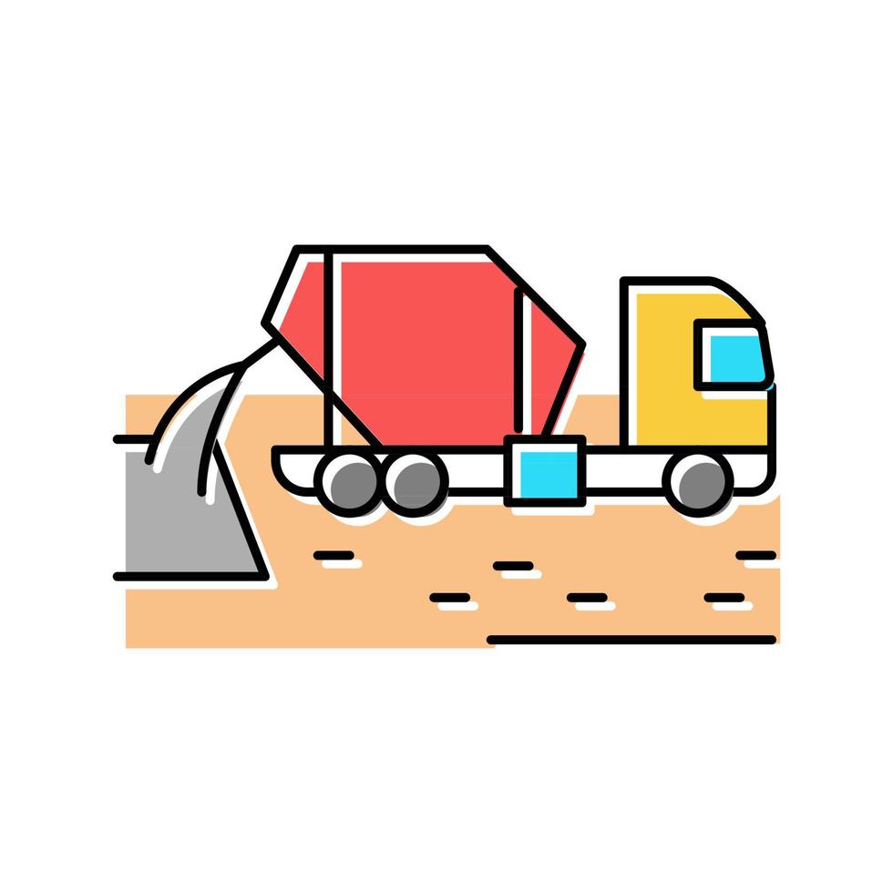 concrete mixer truck color icon vector illustration