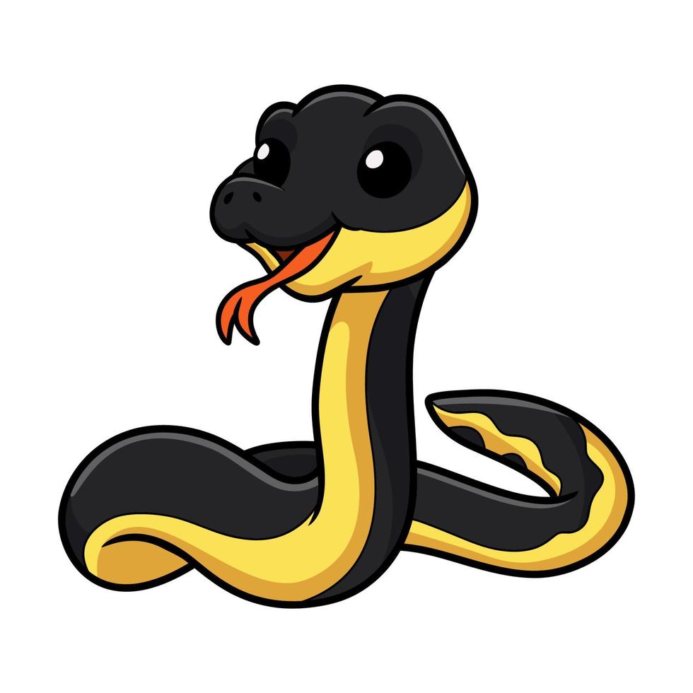 linda caricatura de serpiente de mar de vientre amarillo vector