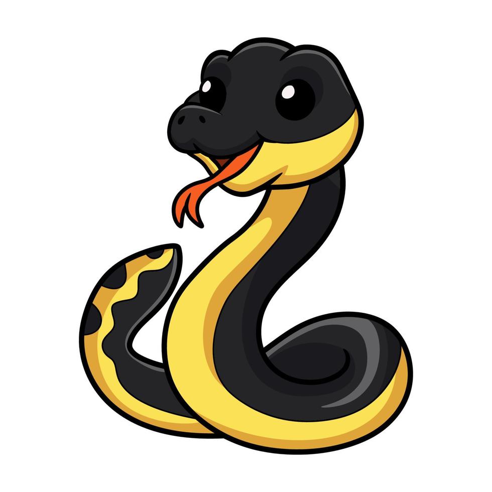 linda caricatura de serpiente de mar de vientre amarillo vector