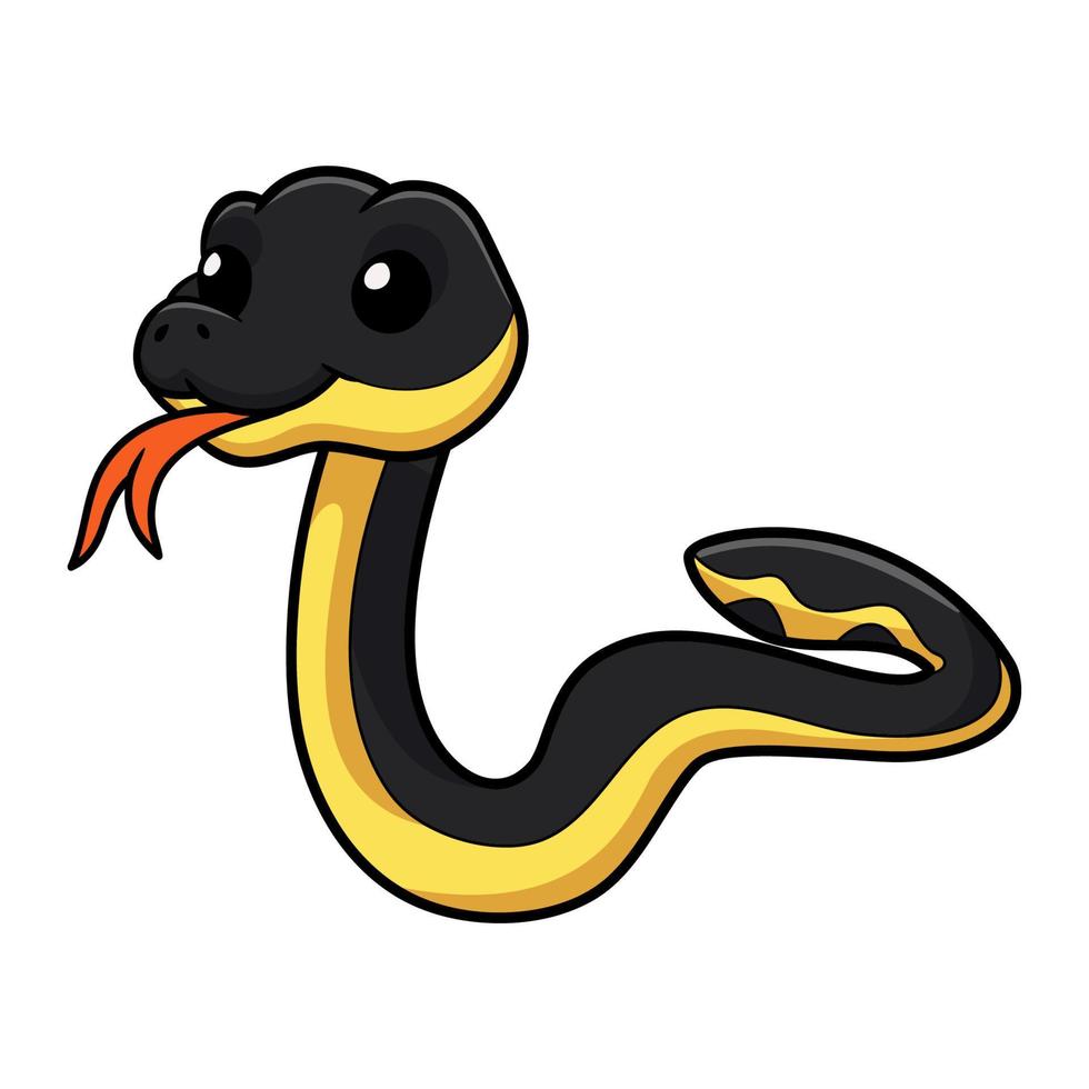 linda caricatura de serpiente de mar de vientre amarillo vector