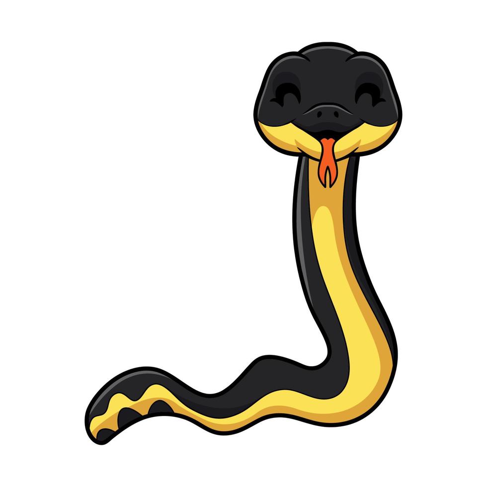 linda caricatura de serpiente de mar de vientre amarillo vector