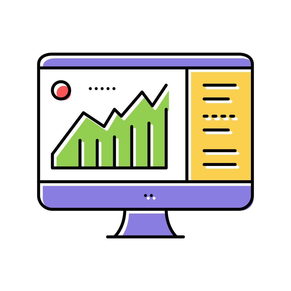 infografía sobre la ilustración de vector de icono de color de pantalla de computadora