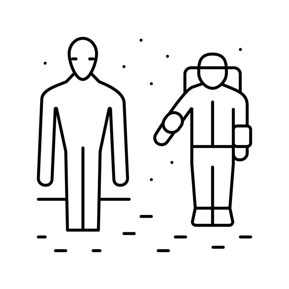 alien and astronaut line icon vector illustration