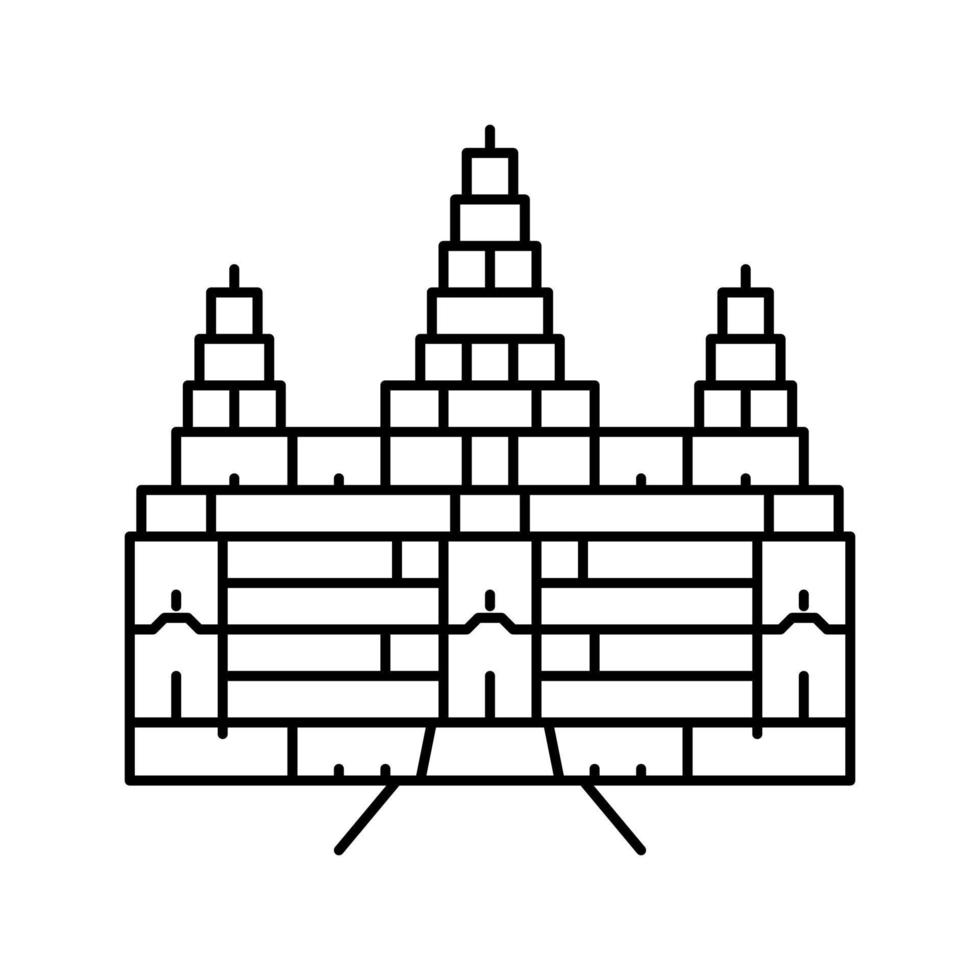 ilustración de vector de icono de línea de angkor wat