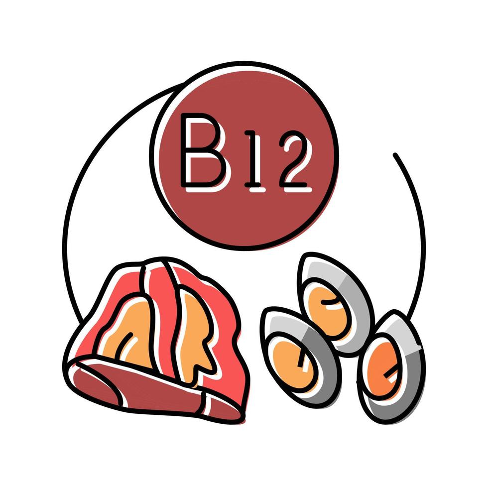 b12 vitamin color icon vector illustration