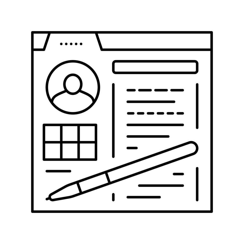 ilustración de vector de icono de línea de gestión de blog