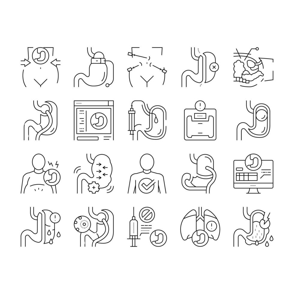 Bariatric Surgery Collection Icons Set Vector