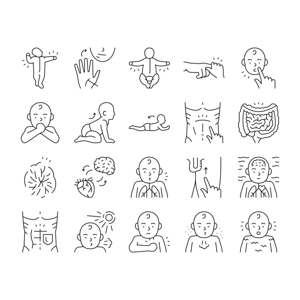 Reflex Of Human Neurology System Icons Set Vector