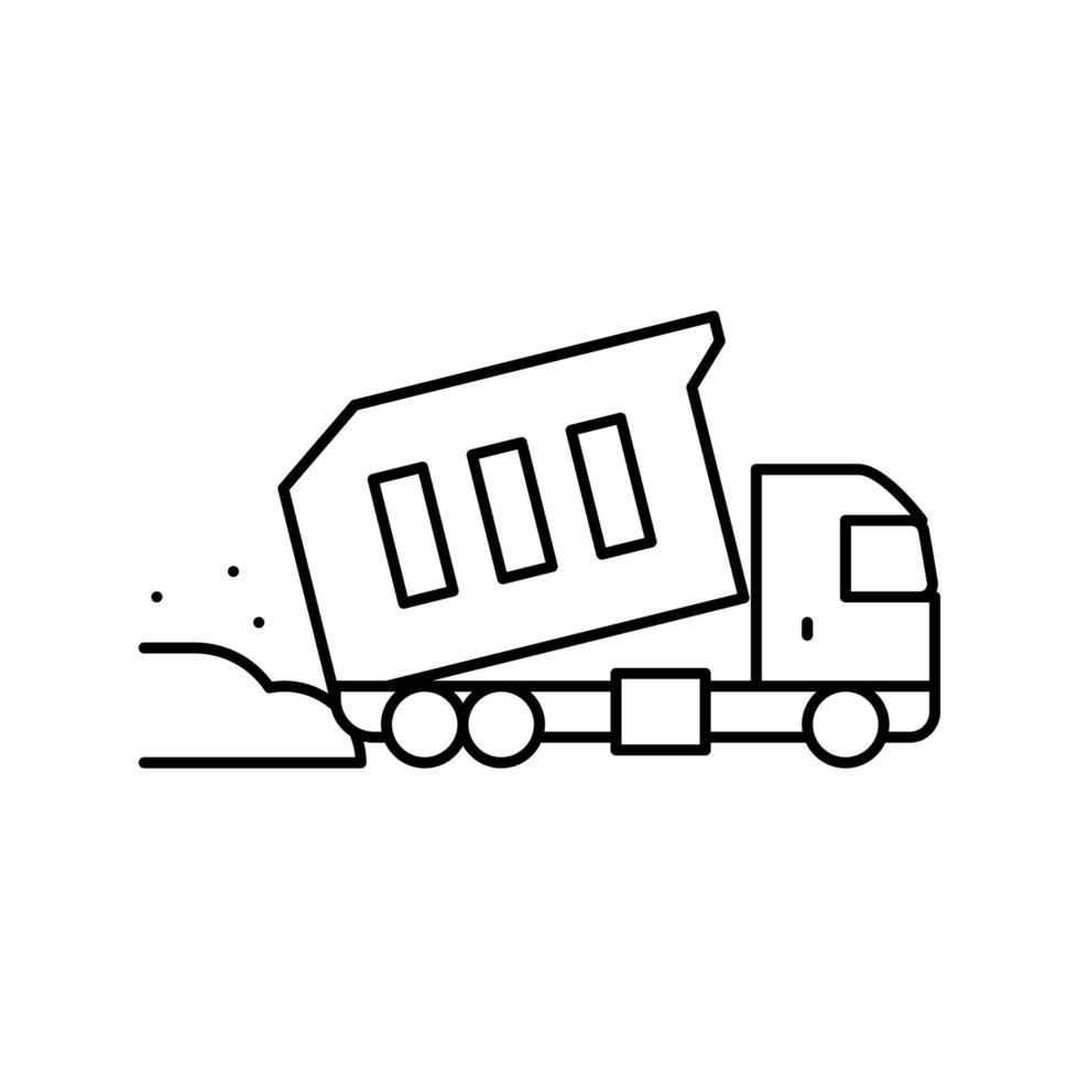 camión vertiendo materiales de construcción línea icono vector ilustración