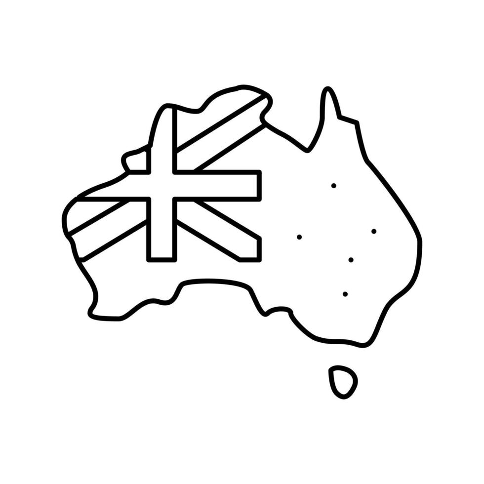 australia país mapa bandera línea icono vector ilustración