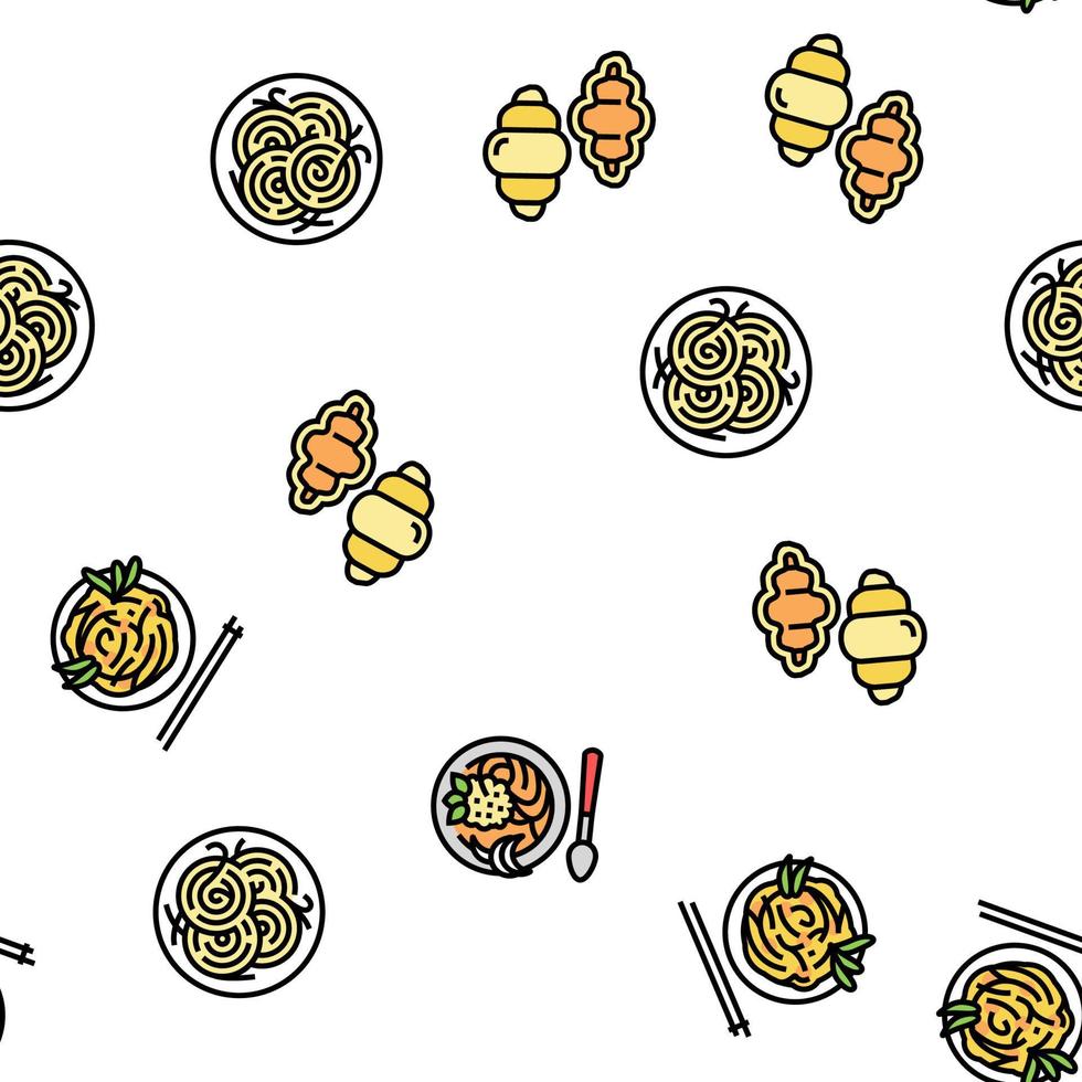 Pasta Delicious Food Meal Cooking vector seamless pattern