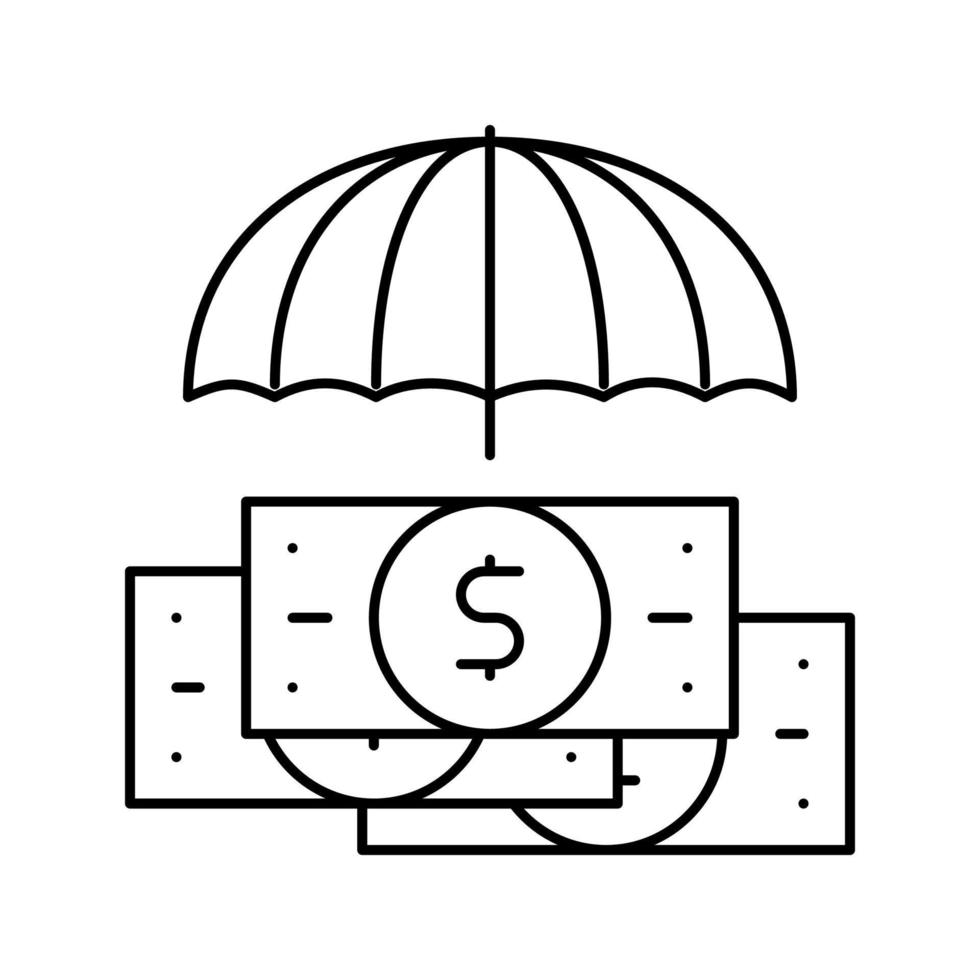 Ilustración de vector de icono de línea segura de dinero
