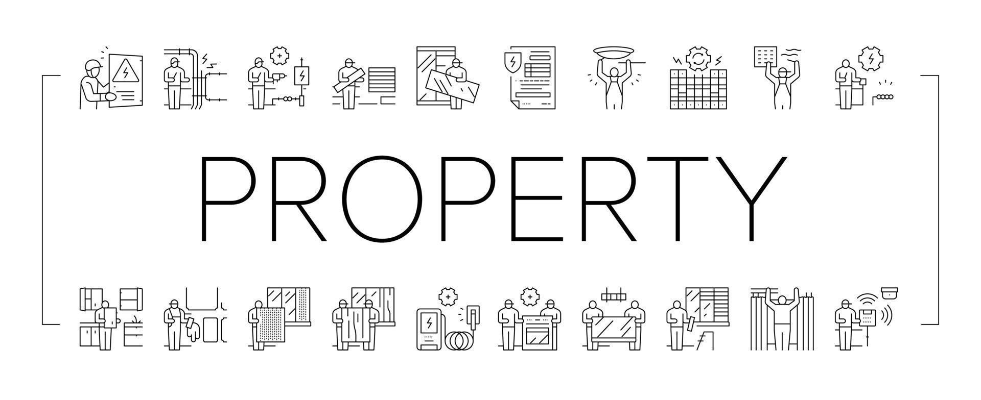 Property Maintenance And Repair Icons Set Vector