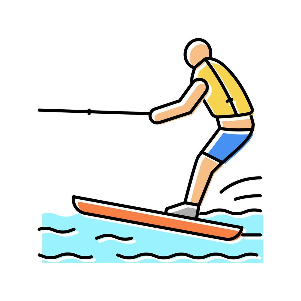 ilustración de vector de icono de color de esquí acuático