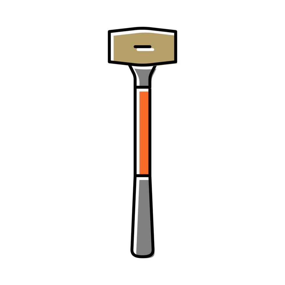 brass hammer tool color icon vector illustration