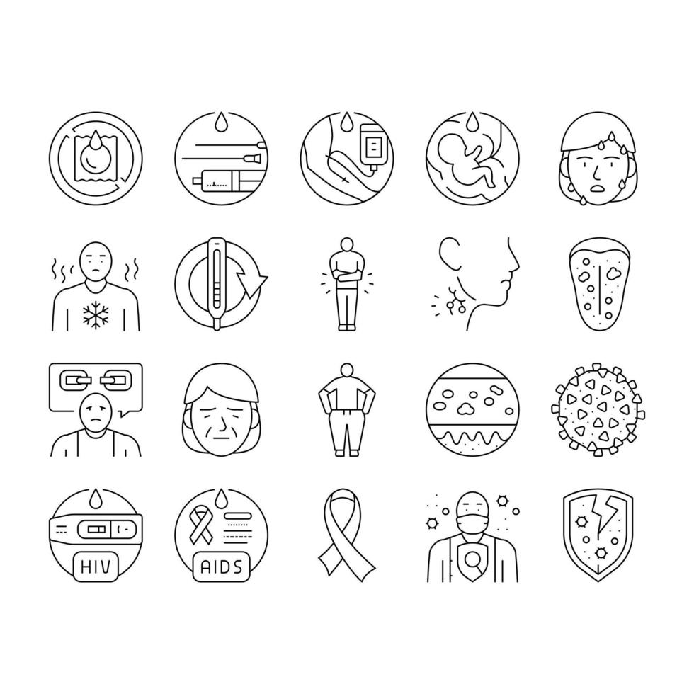 hiv aid health medical ribbon icons set vector