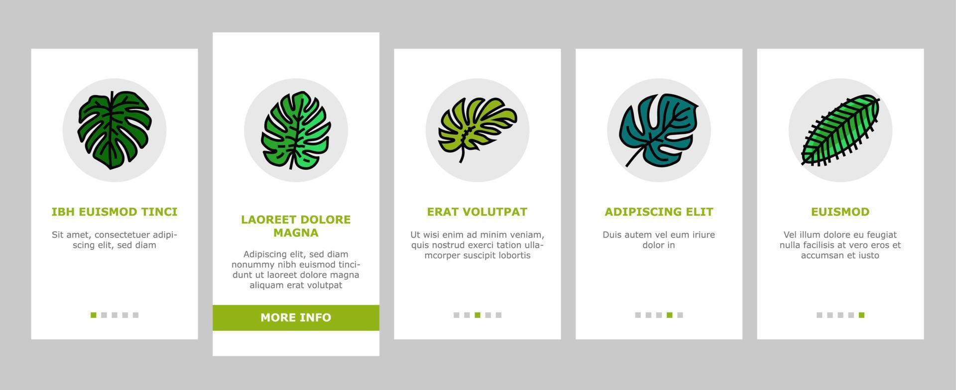 palm leaf summer plant green onboarding icons set vector