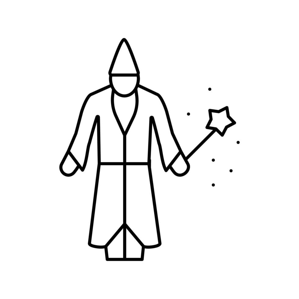wizard magic line icon vector illustration