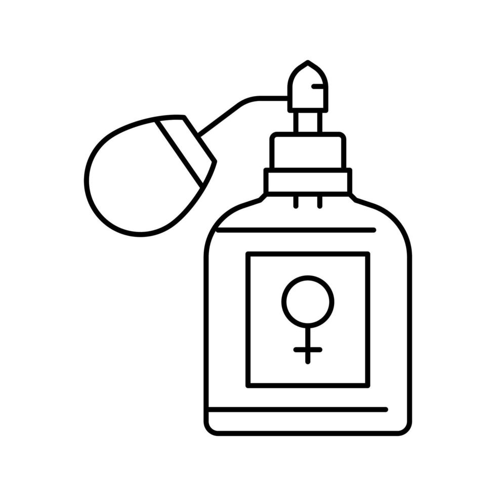 mujer fragancia botella perfume línea icono vector ilustración