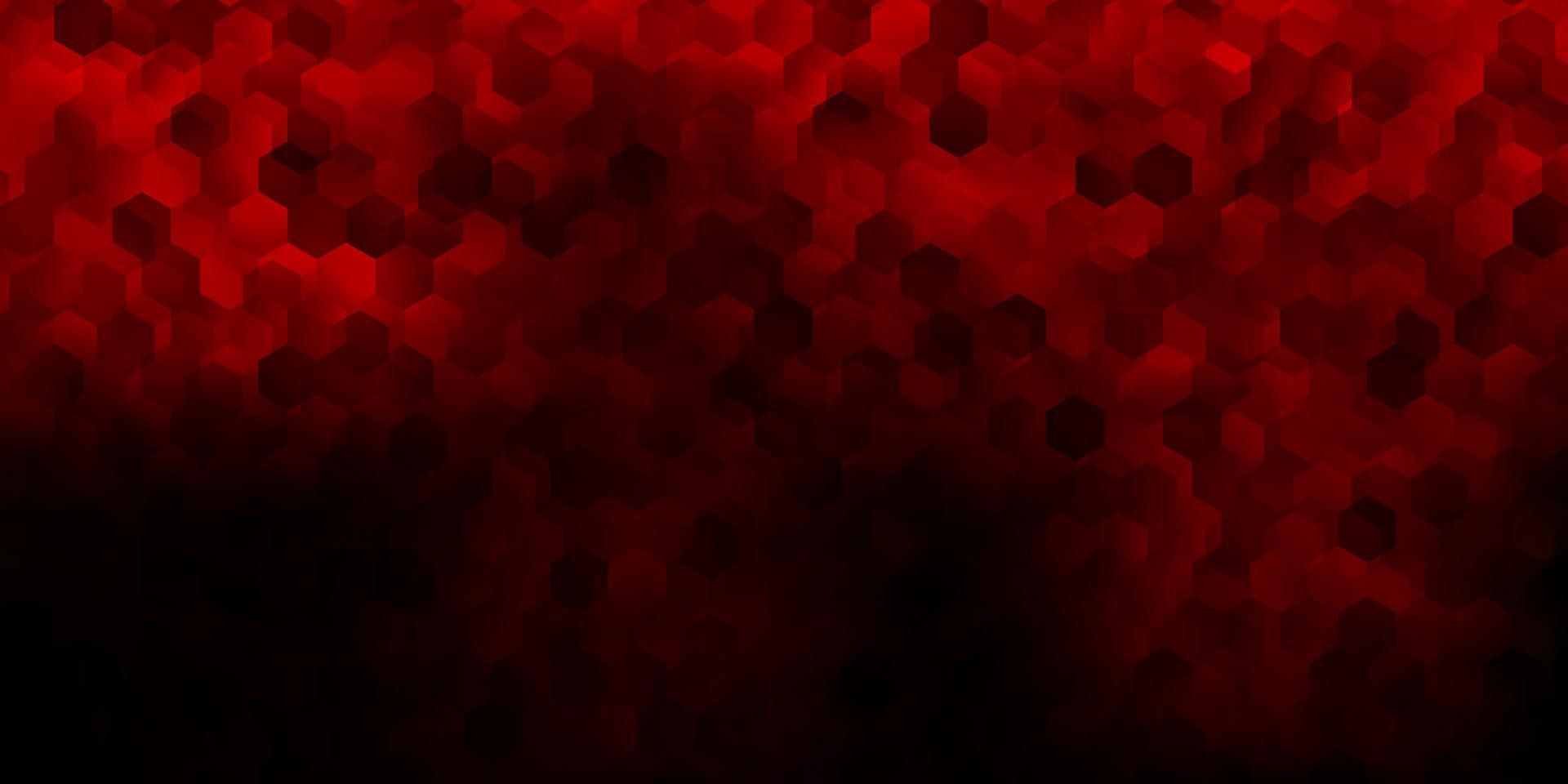 Telón de fondo de vector rojo oscuro con un lote de hexágonos.