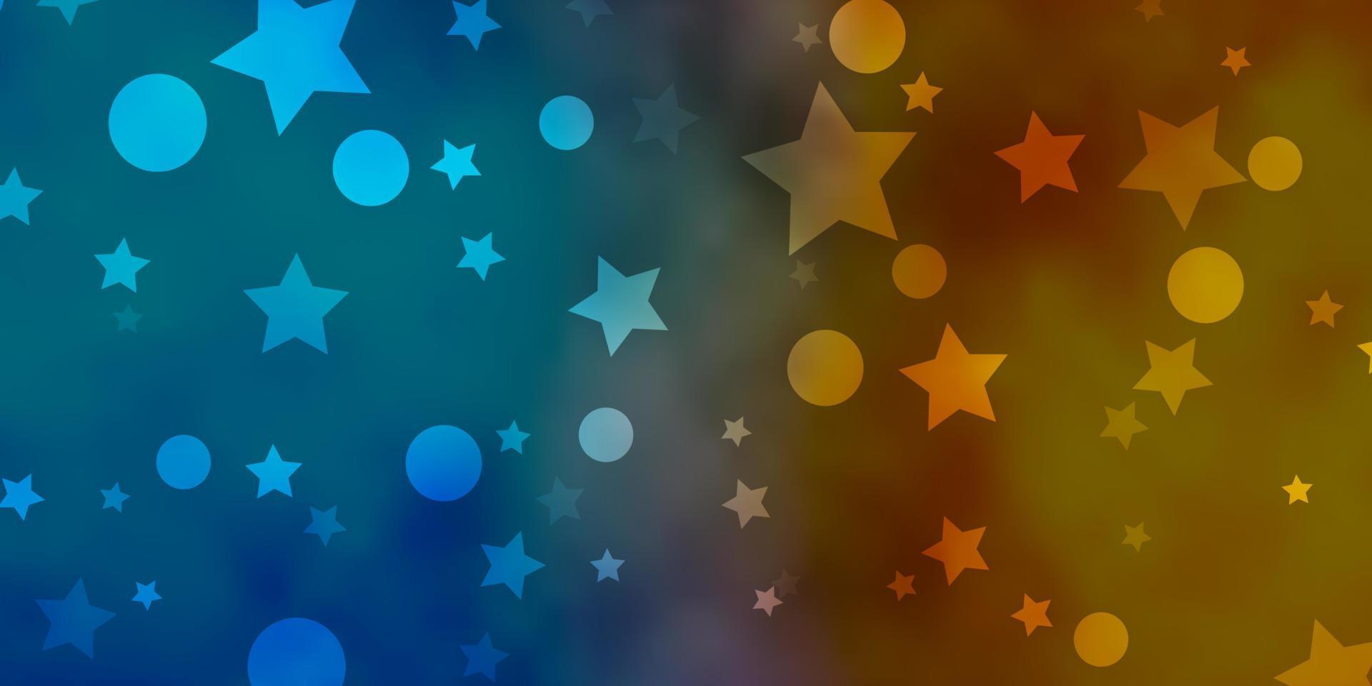Fondo de vector azul claro, amarillo con círculos, estrellas.