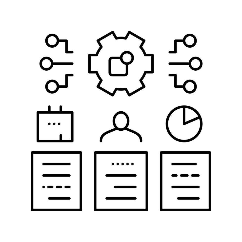 management tasks line icon vector illustration