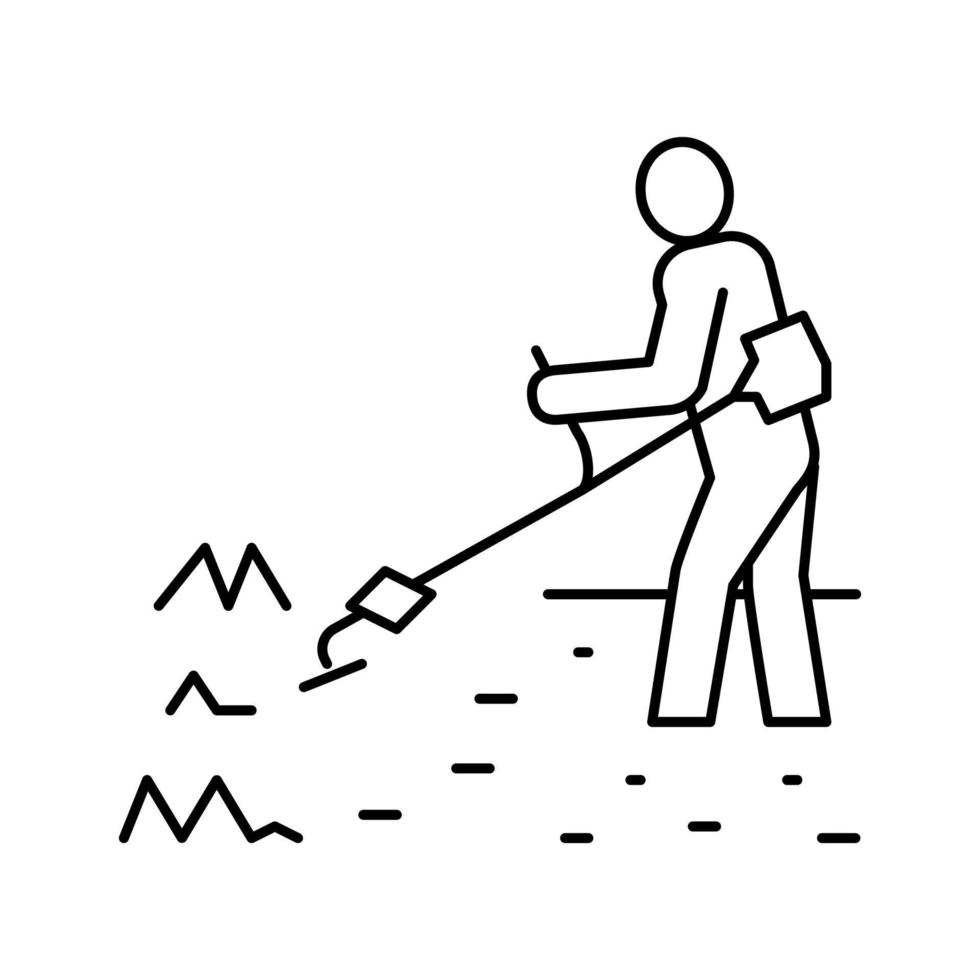 gardener cutting lawn grass line icon vector illustration