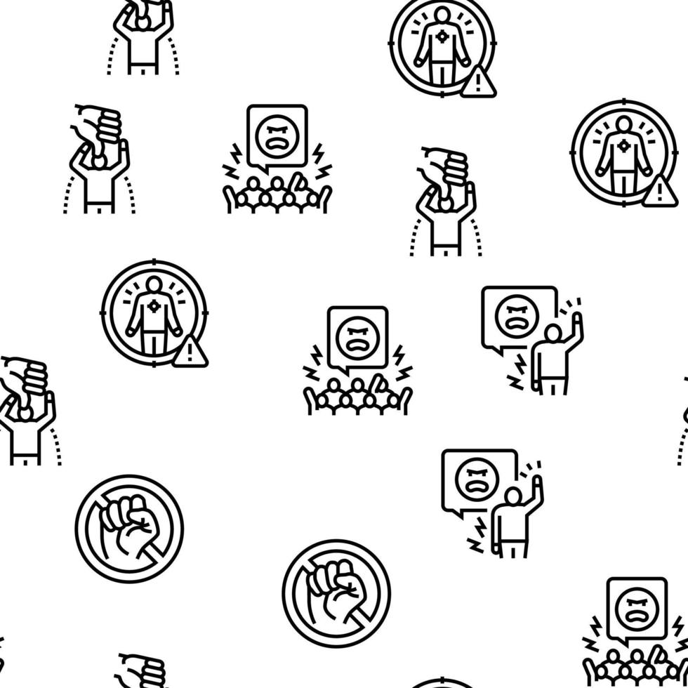 violence first aggressive hand vector seamless pattern