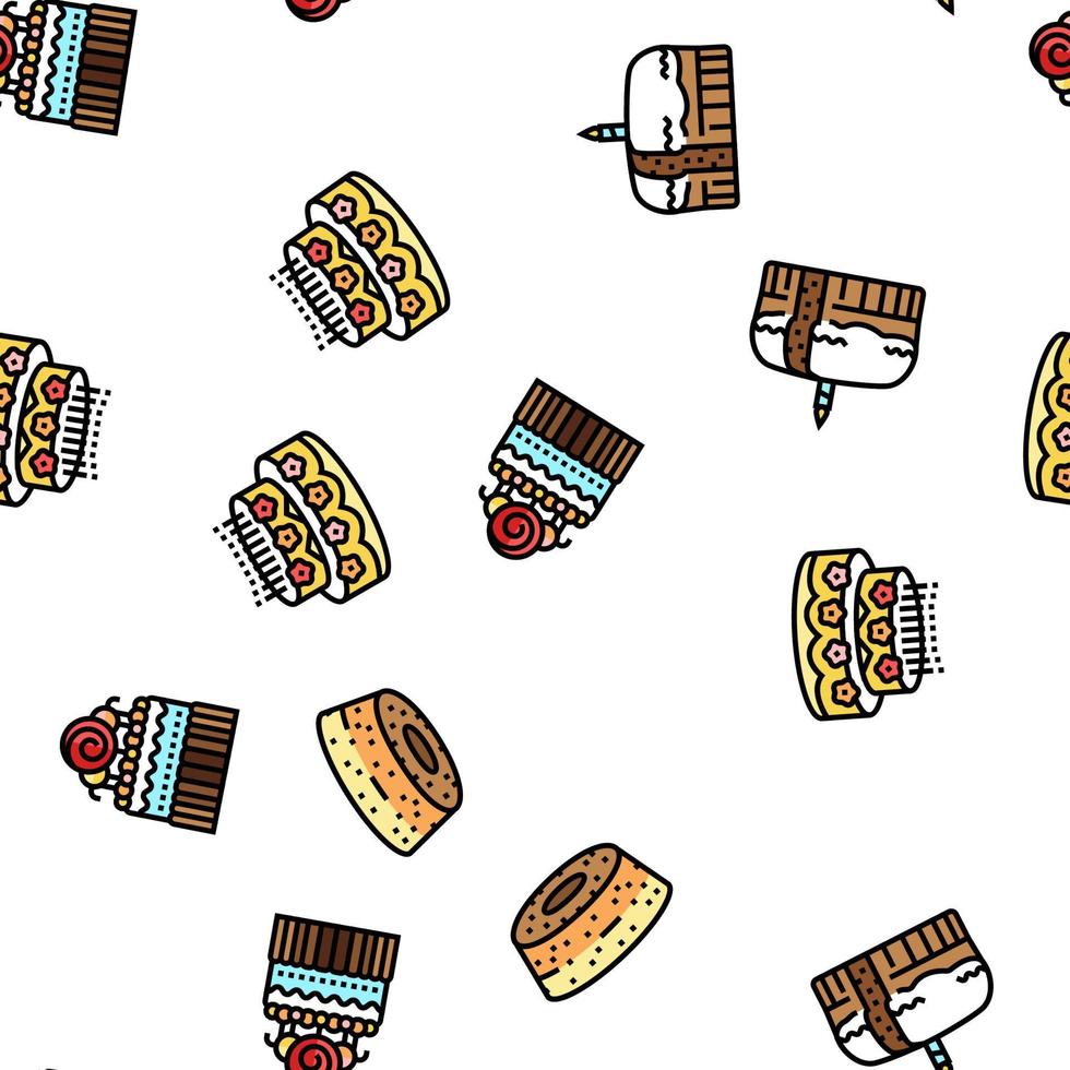 cake birthday food dessert party vector seamless pattern