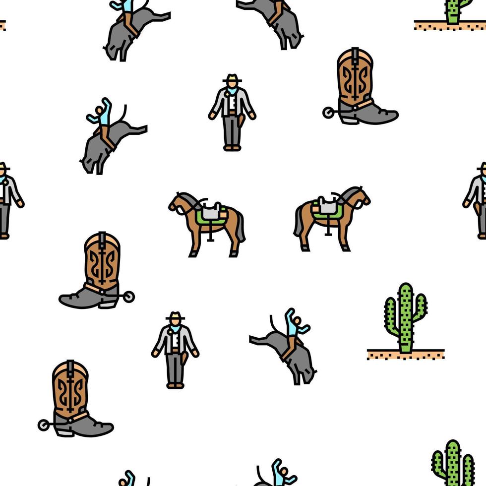 Western Cowboy And Sheriff Man vector seamless pattern