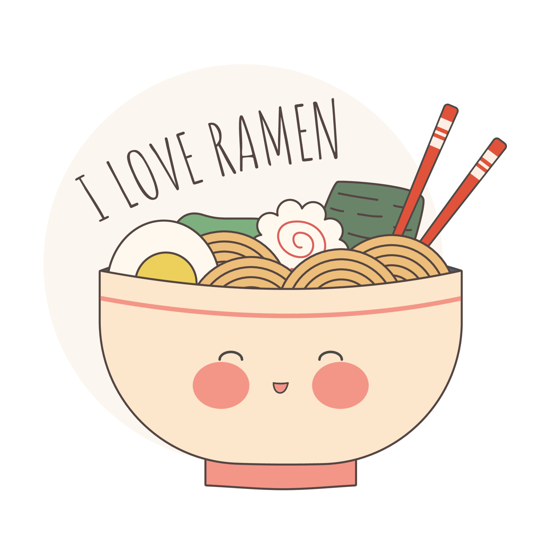 I love ramen. Traditional Japanese noodle. Asian food. Cute bowl of