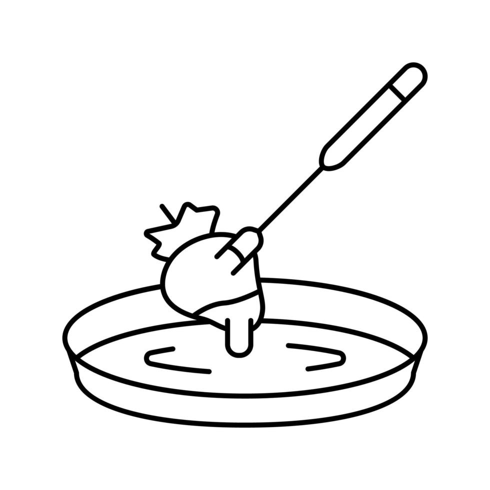 strawberry fondue line icon vector illustration