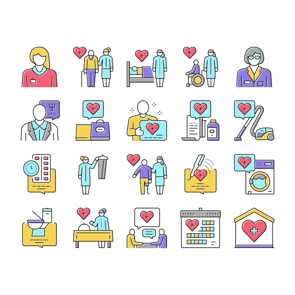 Homecare Services Collection Icons Set Vector
