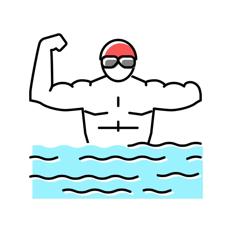 ilustración de vector de icono de color de atleta discapacitado de natación