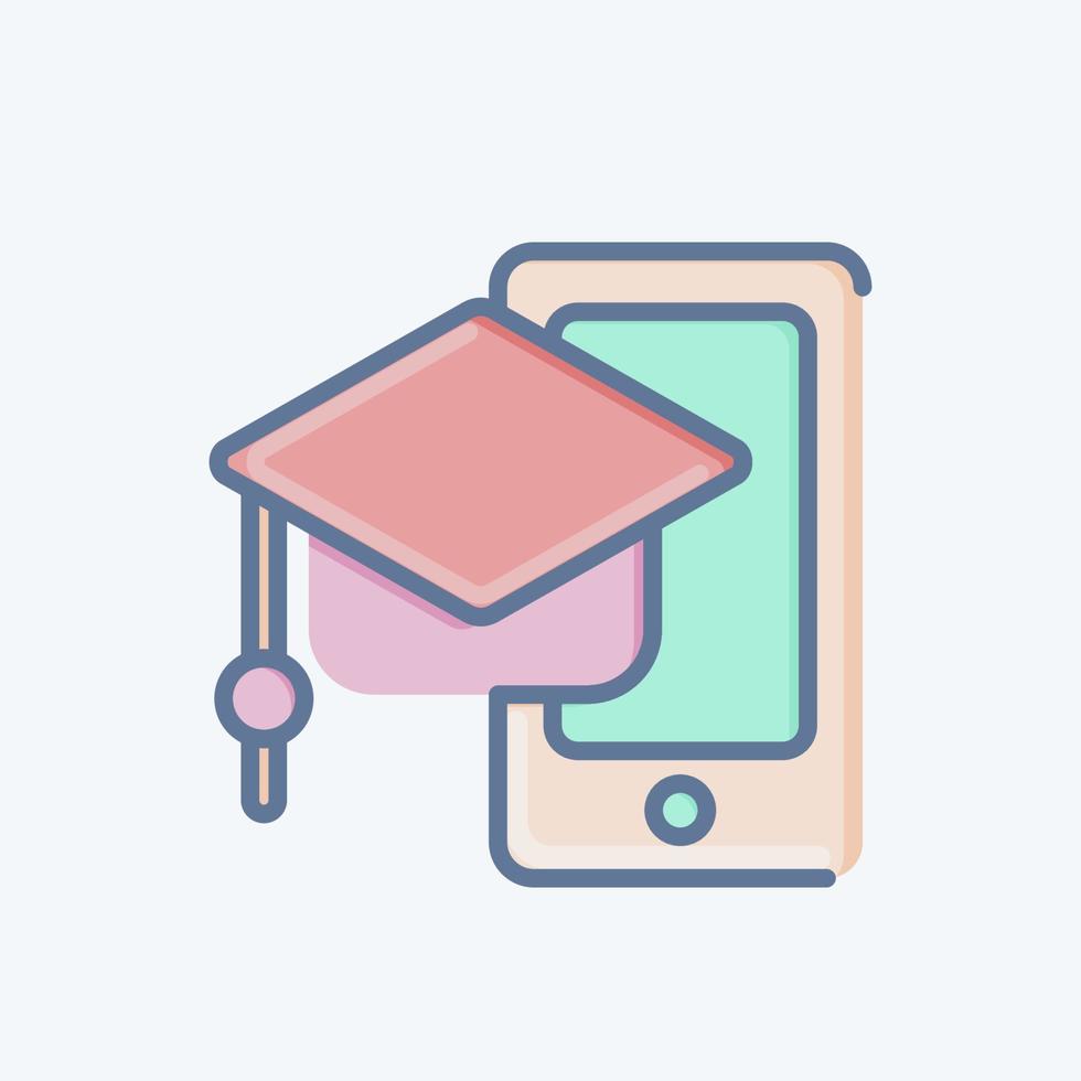 Icon Mobile Learning. related to Education symbol. doodle style. simple design editable. simple illustration vector